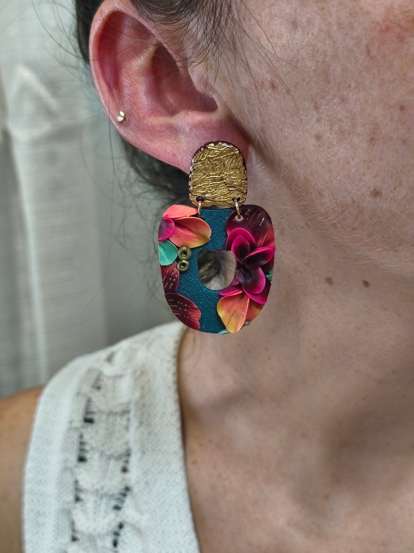 11- boucles d'oreilles pendante jardin fleuri d'automne