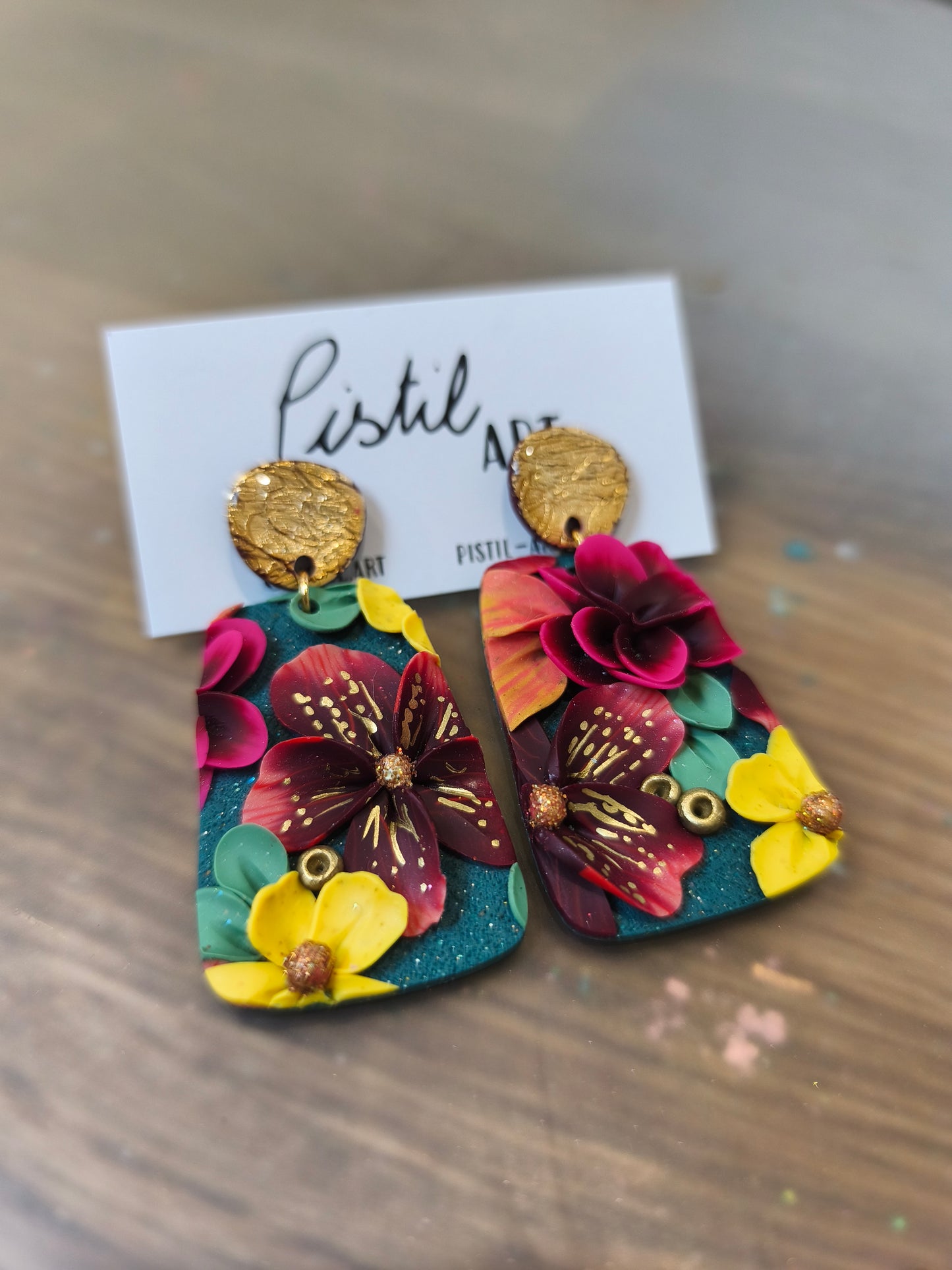 12- boucles d'oreilles pendante jardin fleuri d'automne