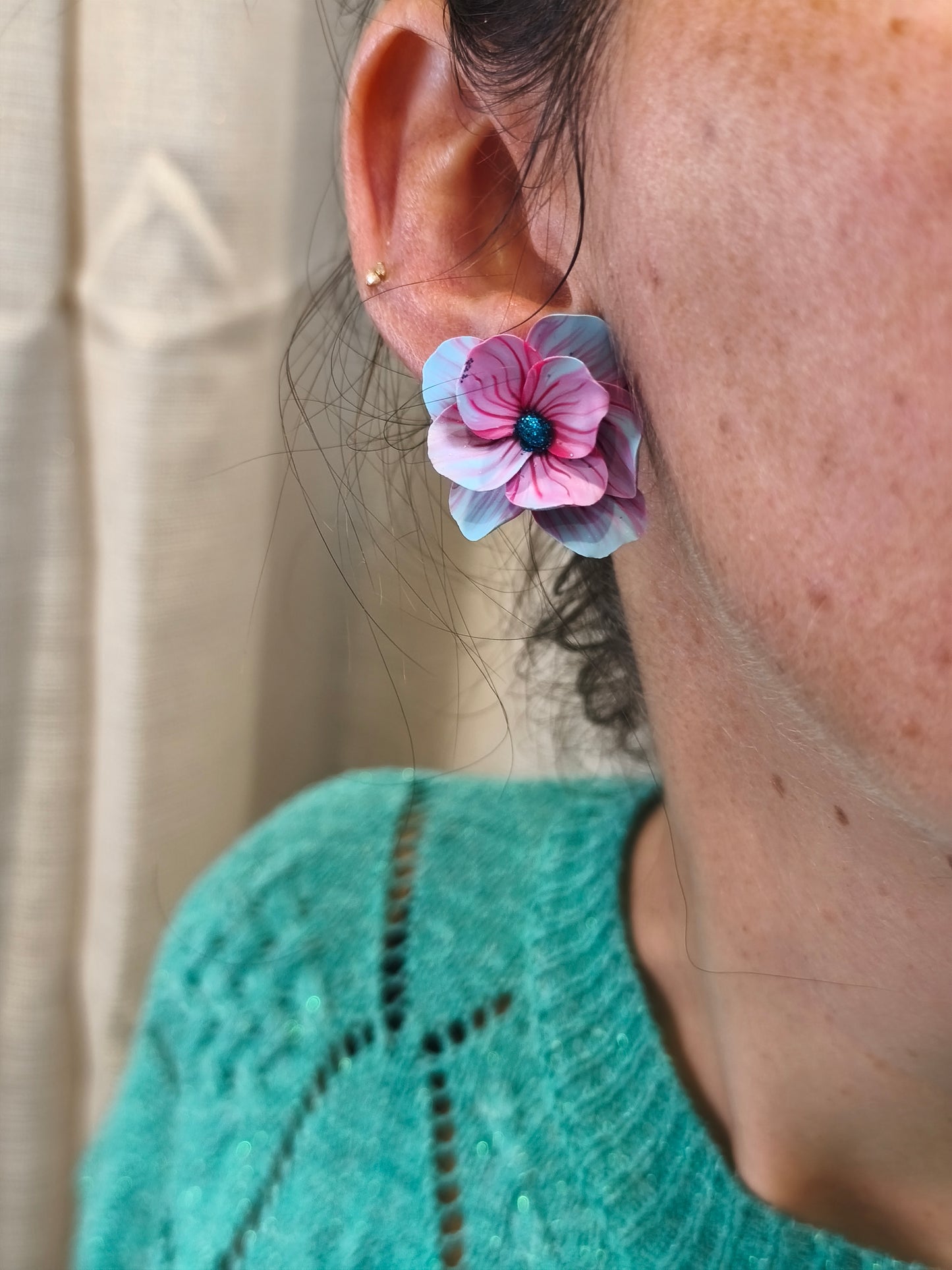 18- boucles d'oreilles puce fleur