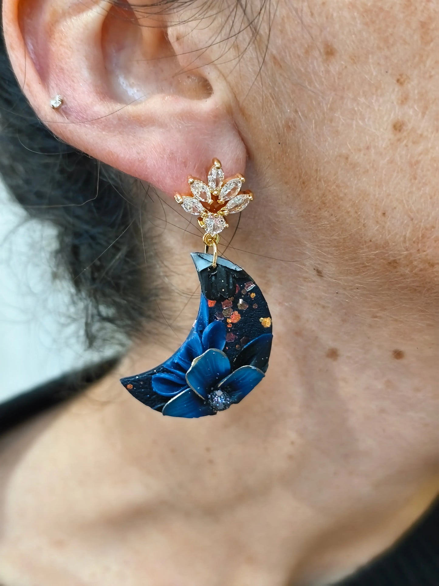 68- Boucle d'oreilles Lune Pistil Art