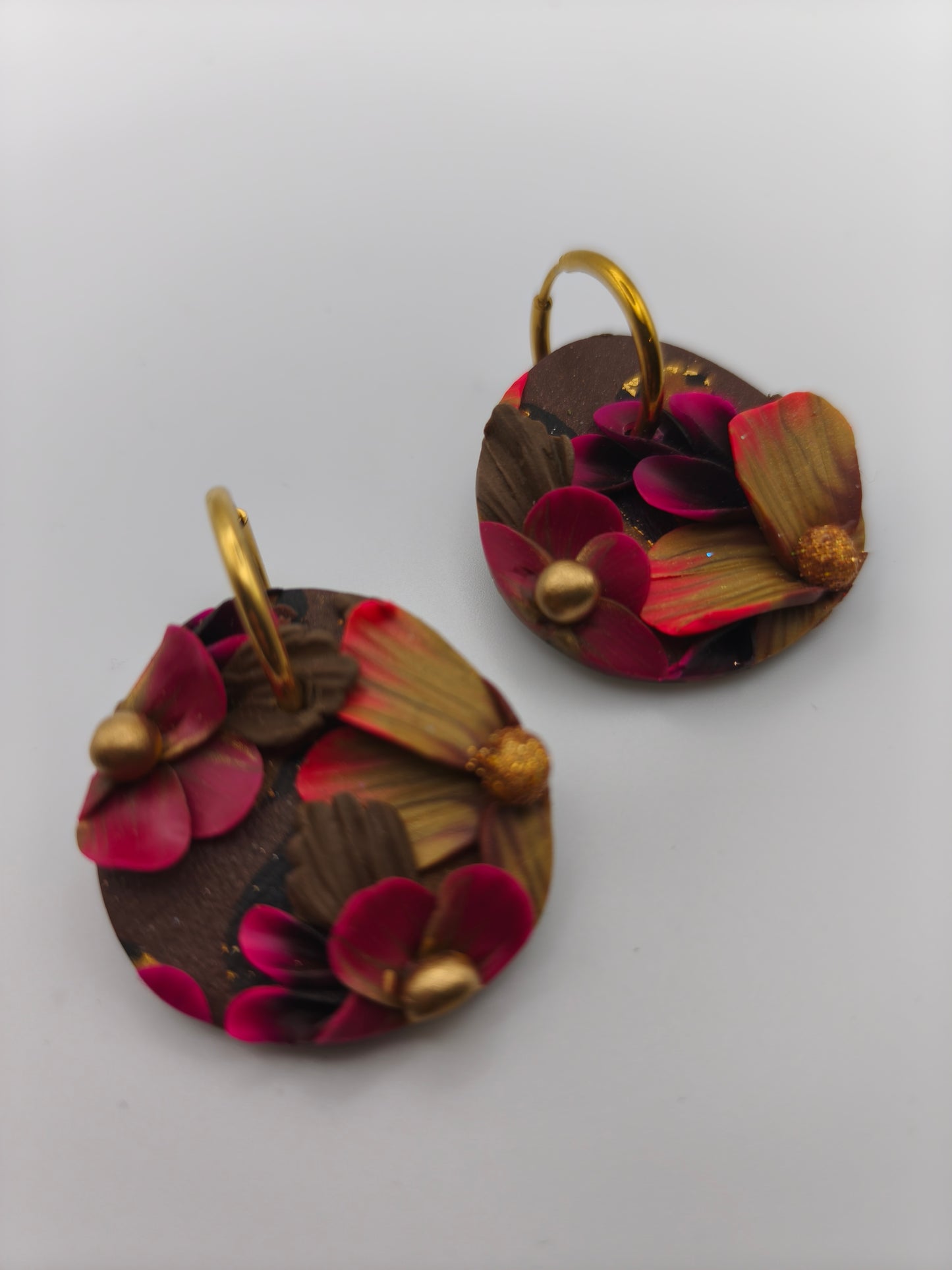 103- Boucles d'oreilles créole jardin fleuri