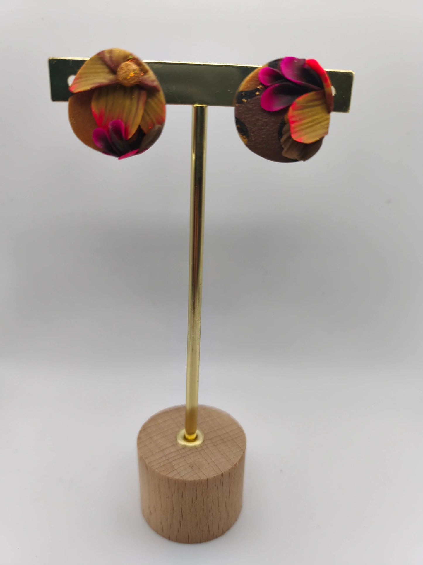 104- Boucles d'oreilles puce jardin fleuri Pistil Art