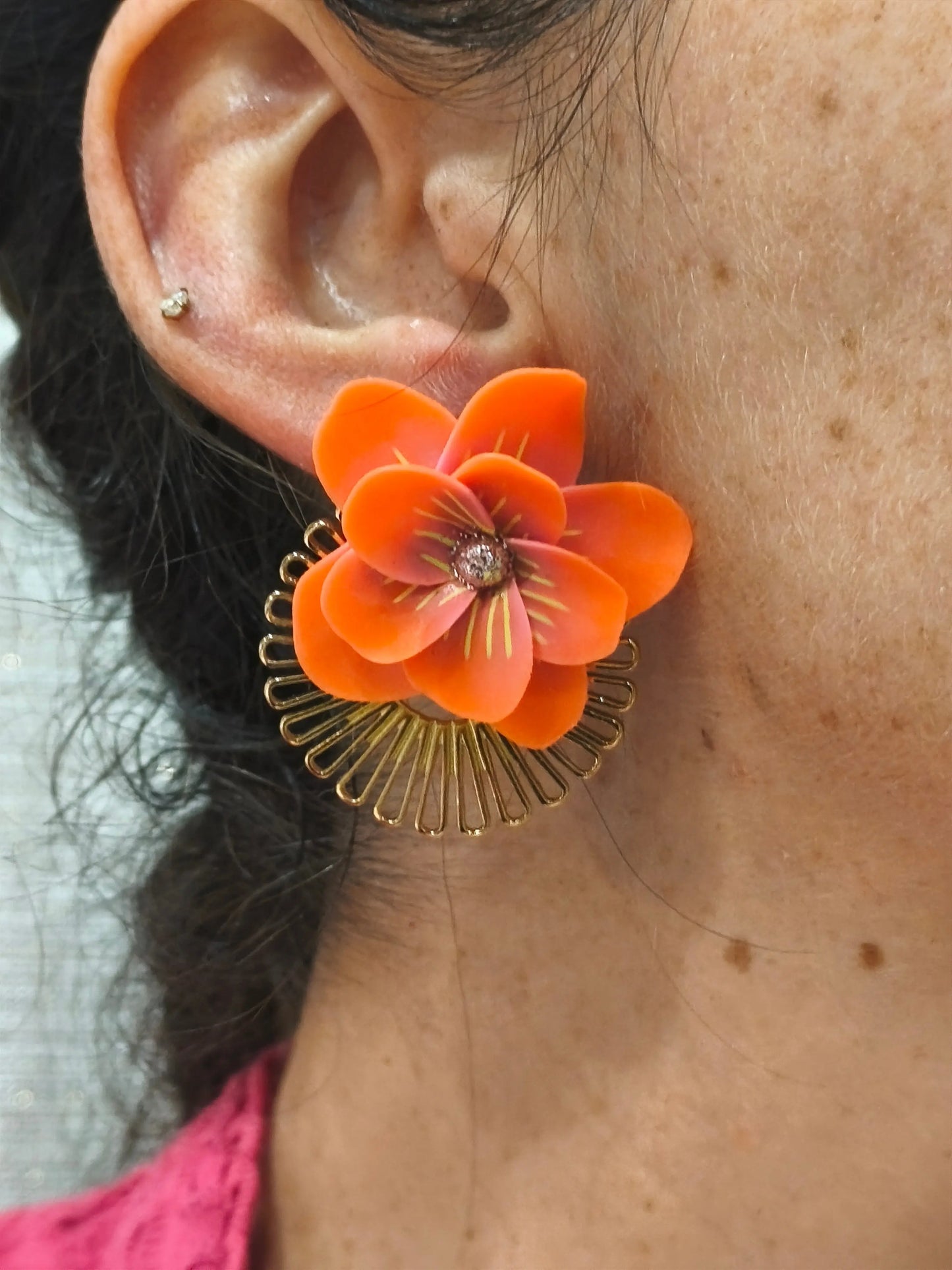40 A- Boucles d'oreilles fleurie Pistil Art bijoux fleuris