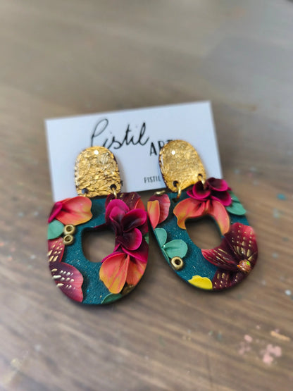 11- boucles d'oreilles pendante Pistil Art