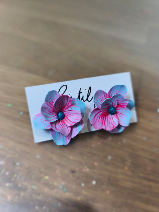 18- boucles d'oreilles puce fleur