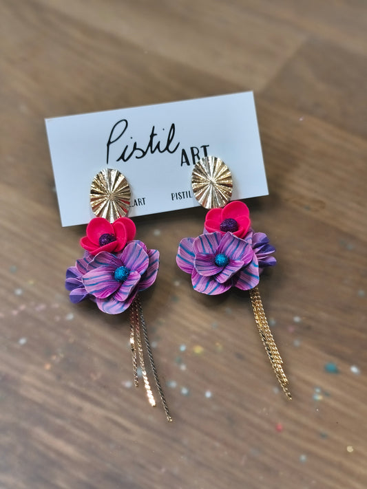 13- boucles d'oreilles pendante mauve