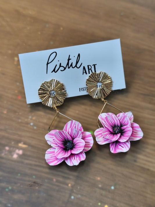 25- boucles d'oreille pendante fleur