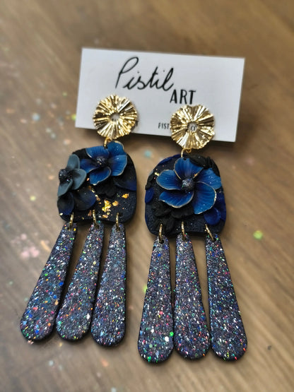 66- Boucle d'oreilles breloques paillettes Pistil Art