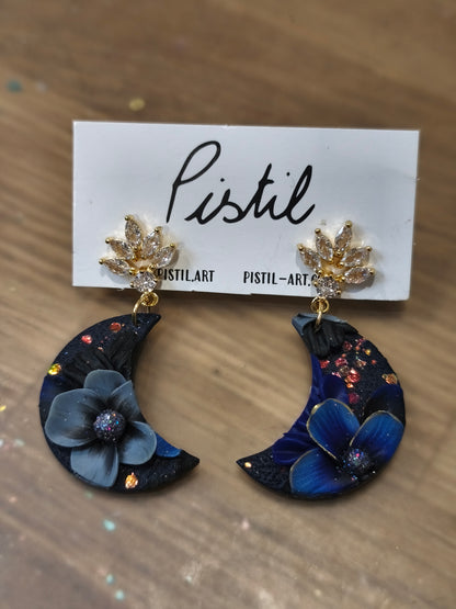 68- mille et une nuits boucle d'oreilles lune