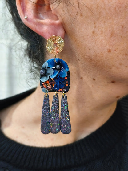 66- Boucle d'oreilles breloques paillettes Pistil Art