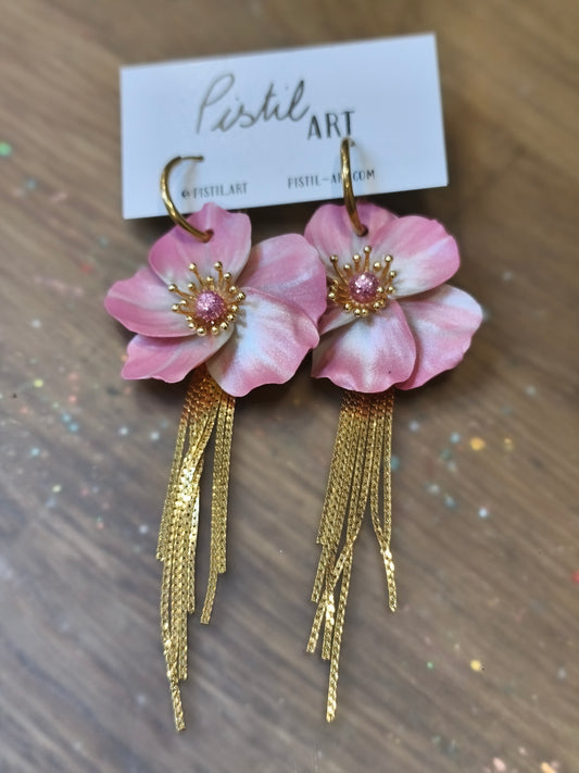 89- boucles d'oreilles rose nora