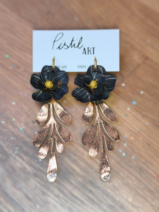 94- nocturne boucles d'oreilles fleur