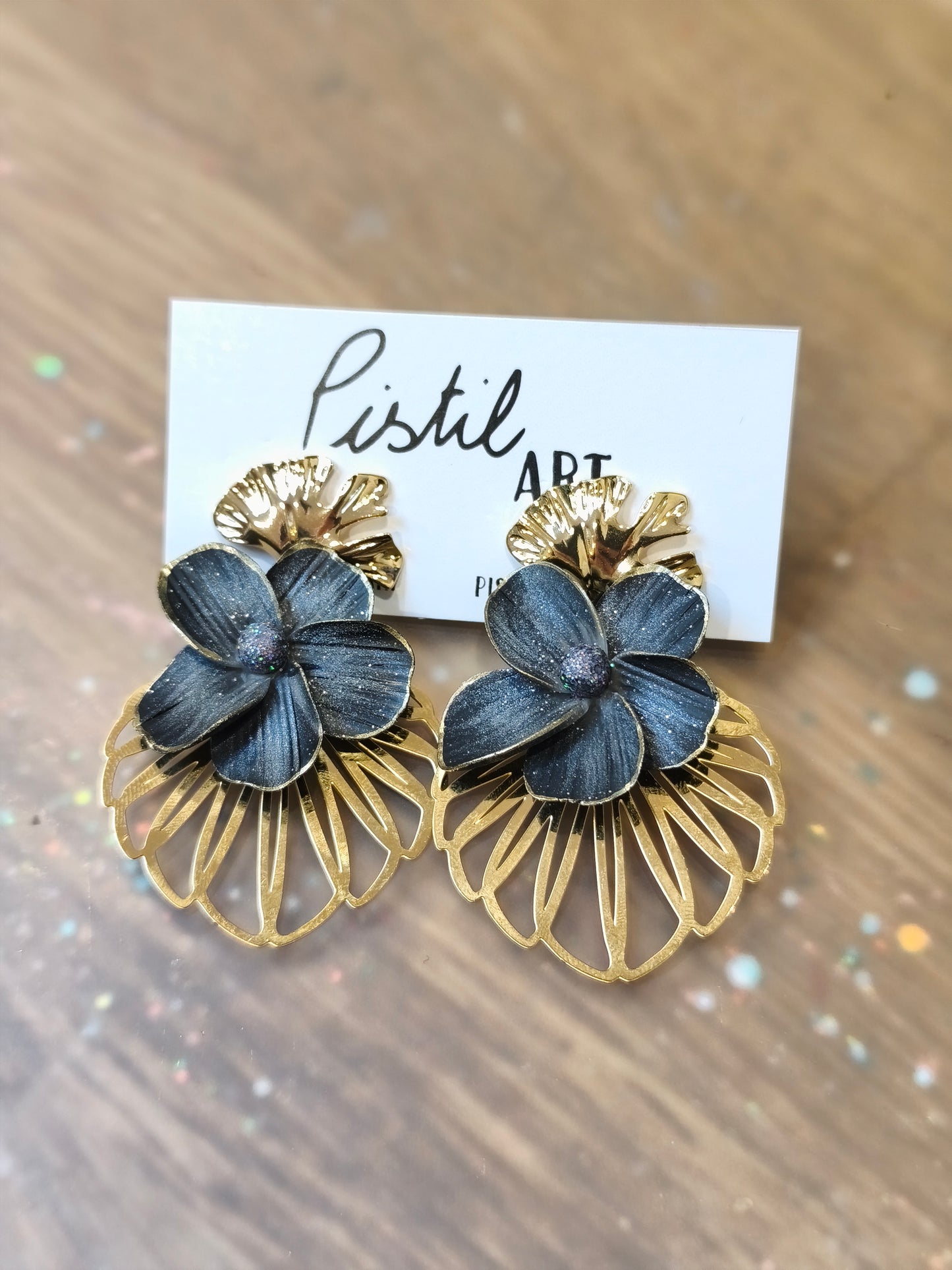 92- nocturne boucles d'oreilles fleur