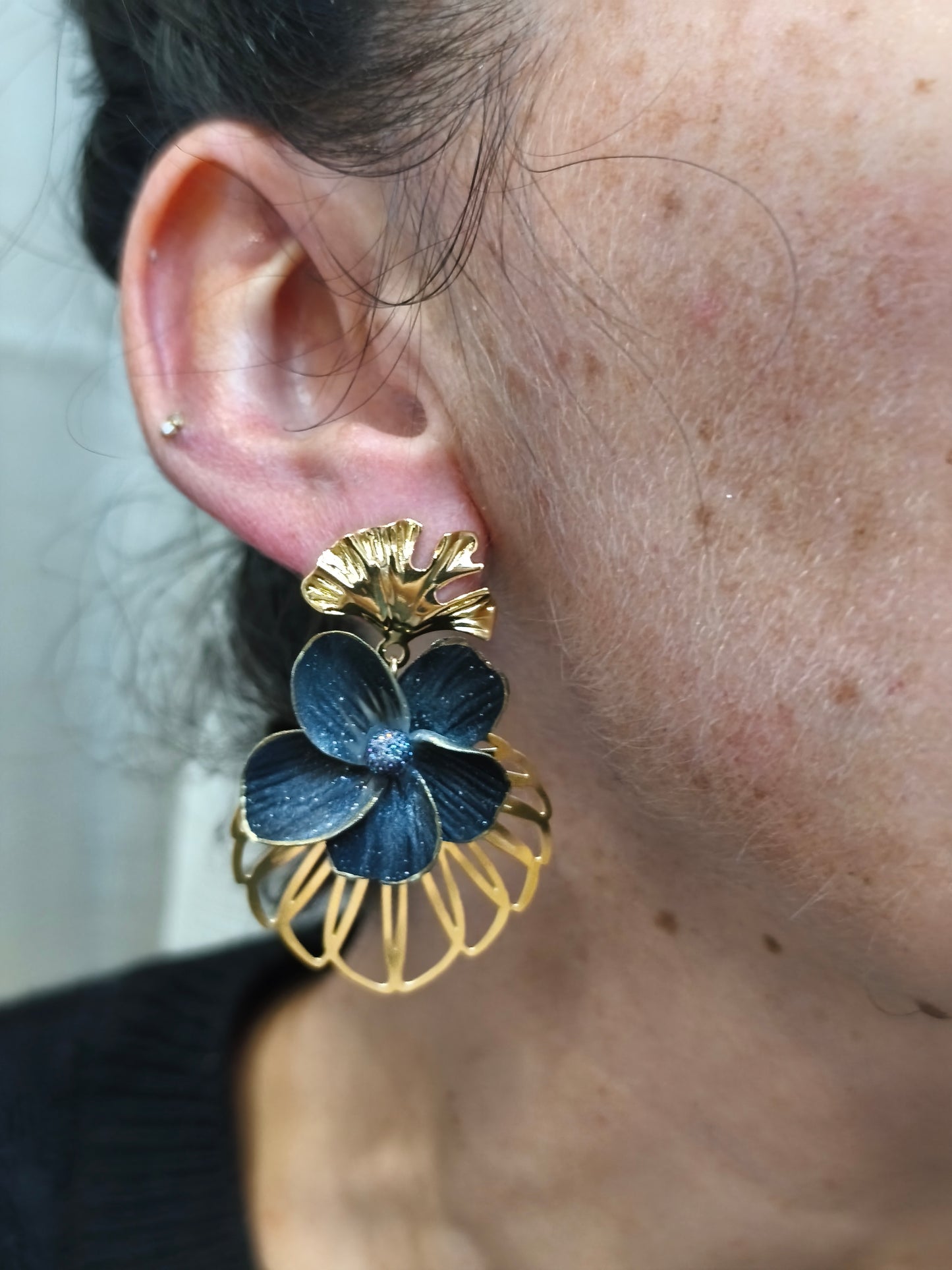 92- nocturne boucles d'oreilles fleur