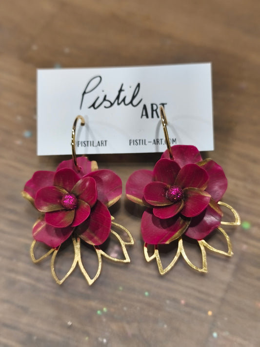 110- boucles d'oreilles fleur pendante