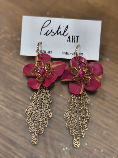 98- boucles d'oreilles fleur pendante