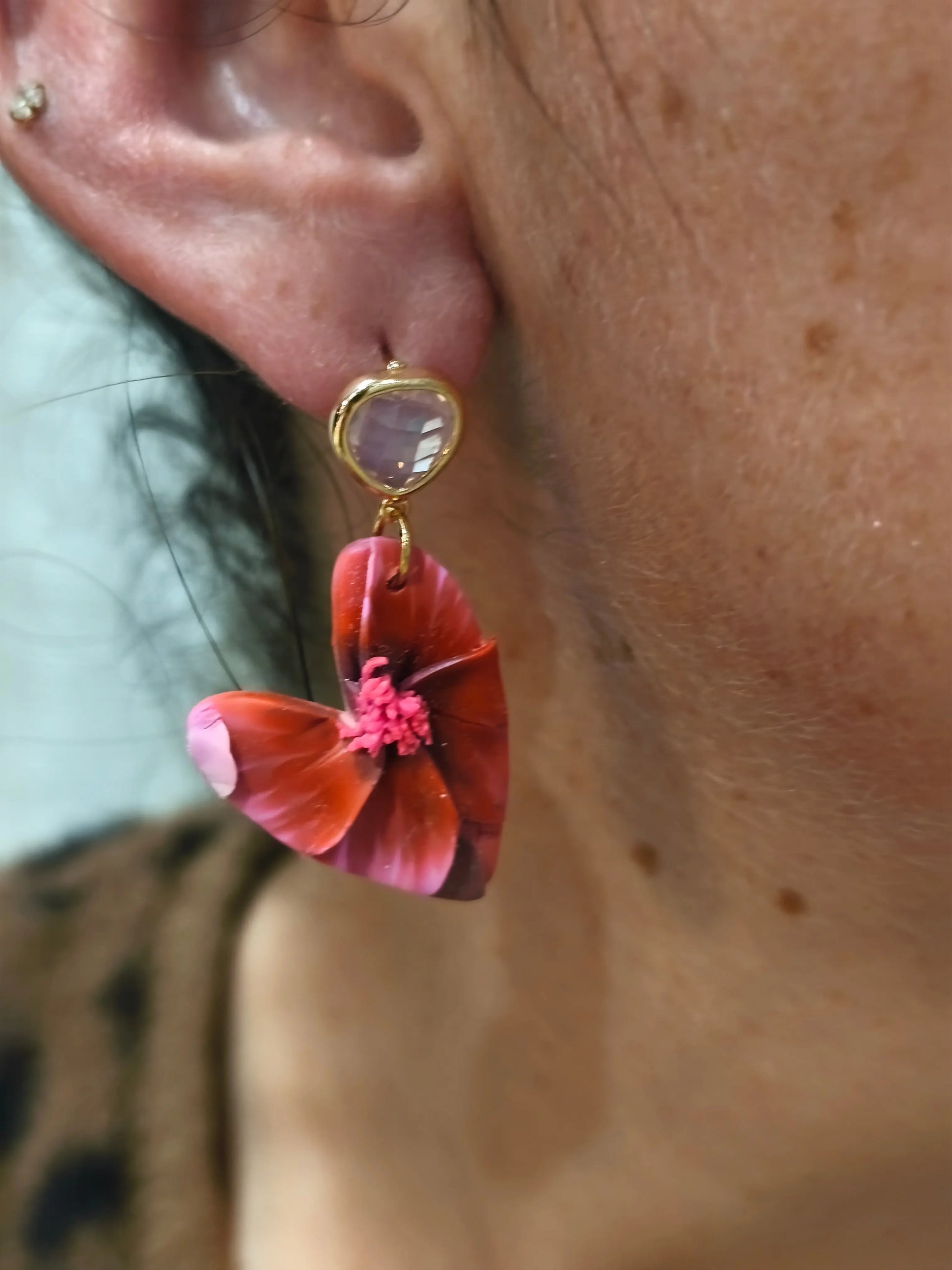 21 A- Boucles d'oreilles jardin fleuri Pistil Art bijoux fleuris