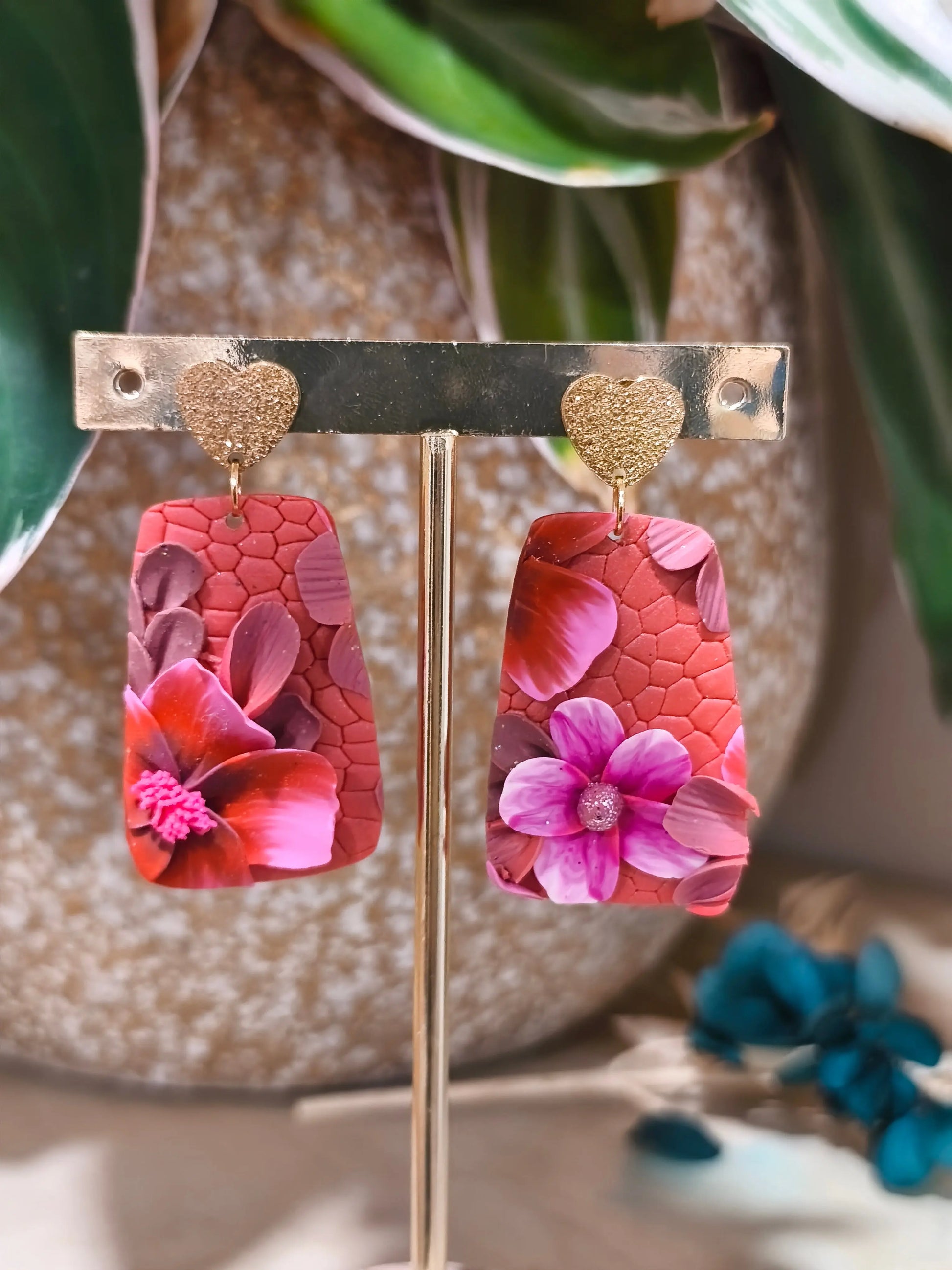 23 A- Boucles d'oreilles jardin fleuri Pistil Art bijoux fleuris
