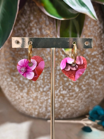24 A- Boucles d'oreilles jardin fleuri Pistil Art bijoux fleuris