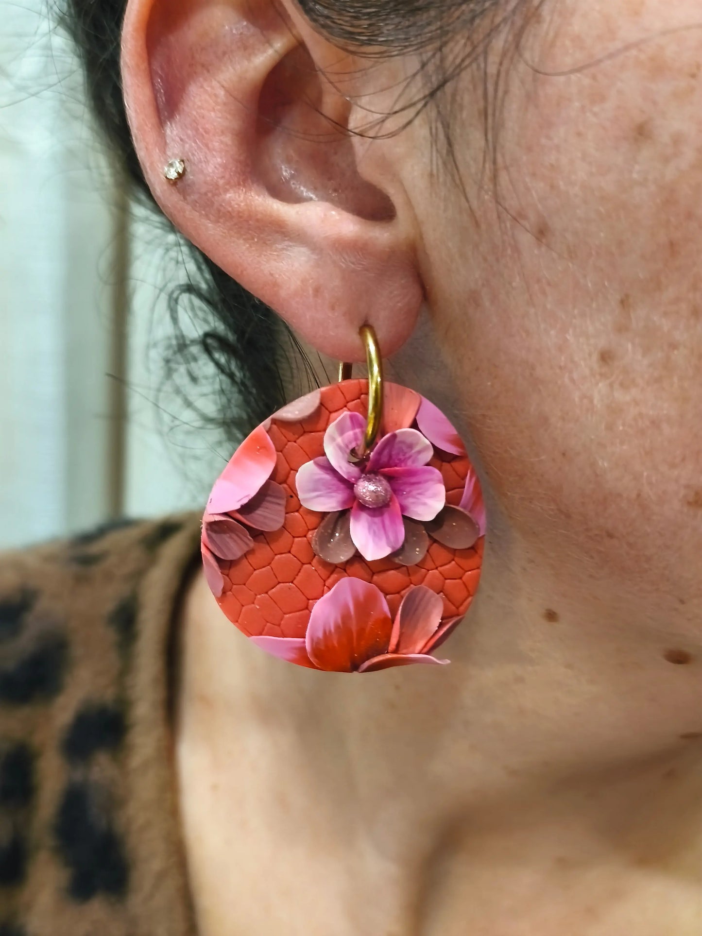 22 A- Boucles d'oreilles jardin fleuri Pistil Art bijoux fleuris