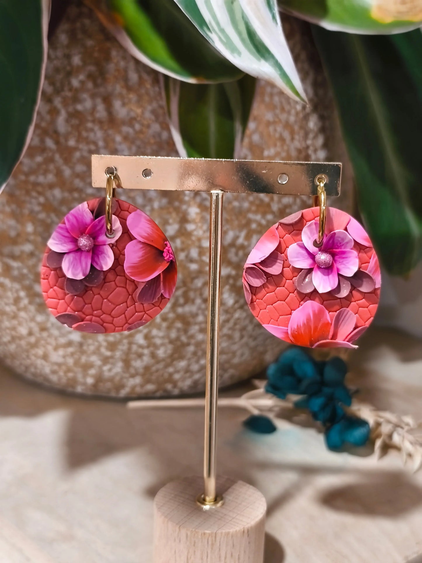 22 A- Boucles d'oreilles jardin fleuri Pistil Art bijoux fleuris