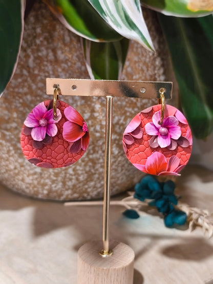 22 A- Boucles d'oreilles jardin fleuri Pistil Art bijoux fleuris