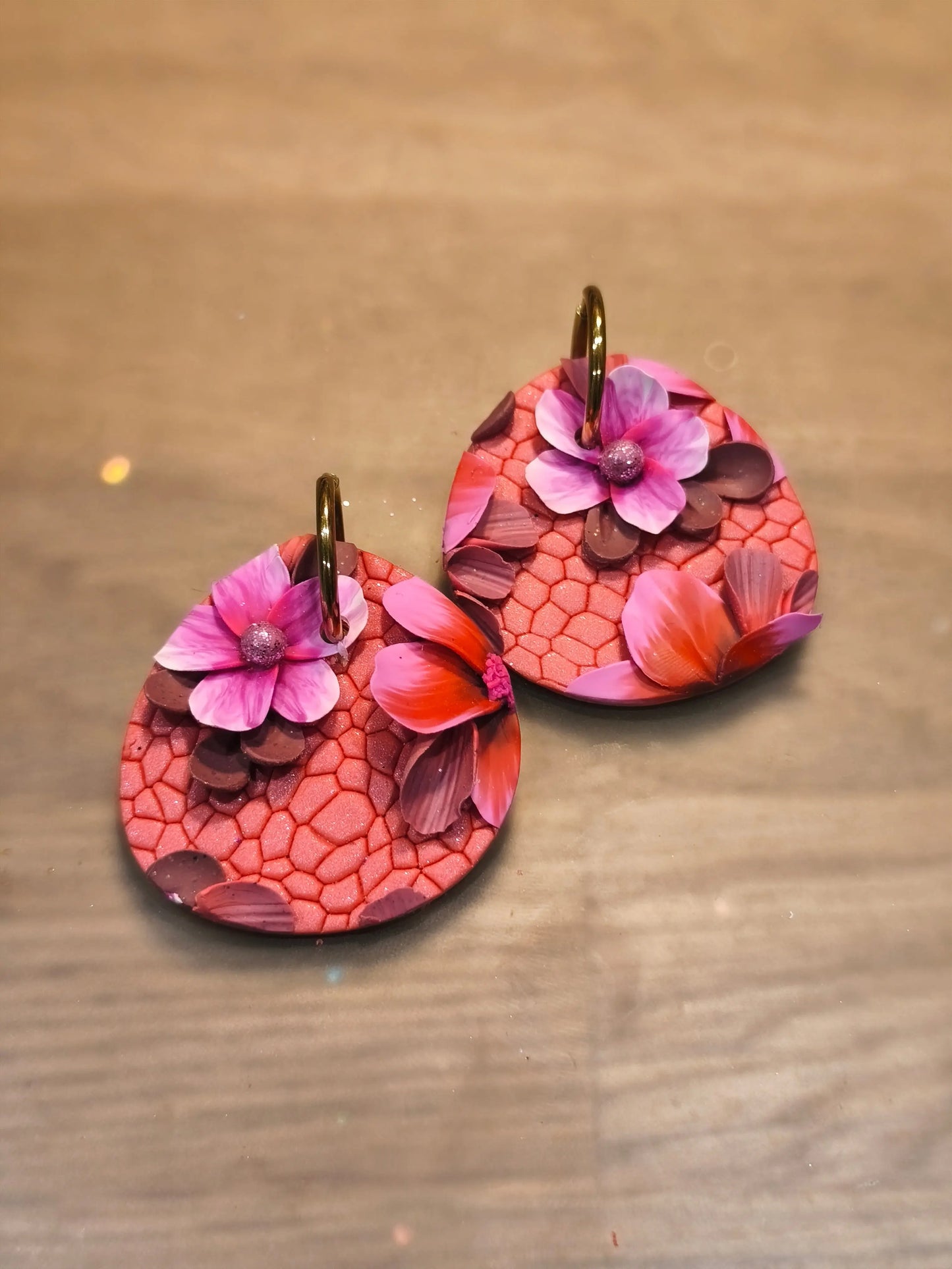 22 A- Boucles d'oreilles jardin fleuri Pistil Art bijoux fleuris