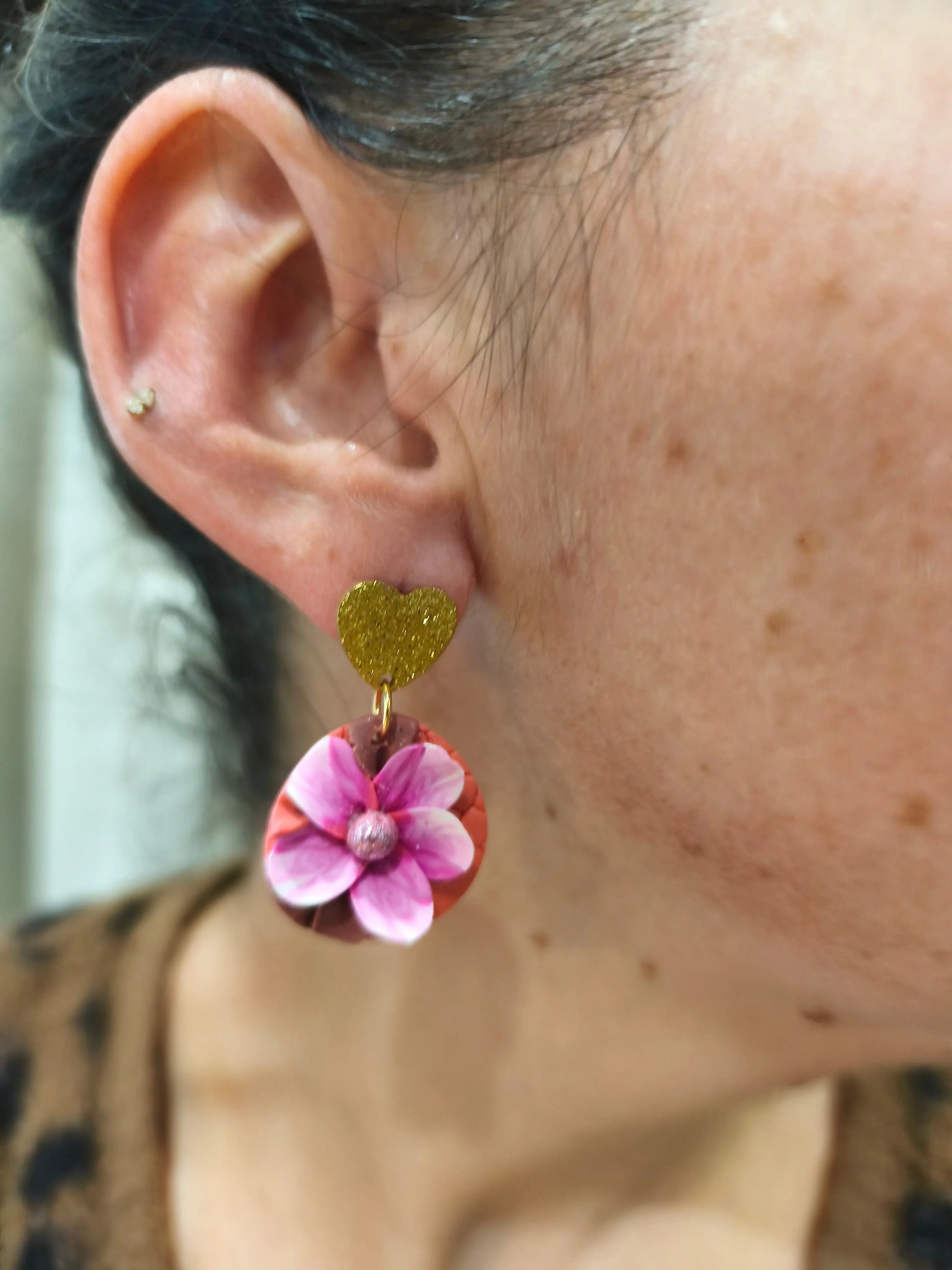 25 A- Boucles d'oreilles jardin fleuri Pistil Art bijoux fleuris