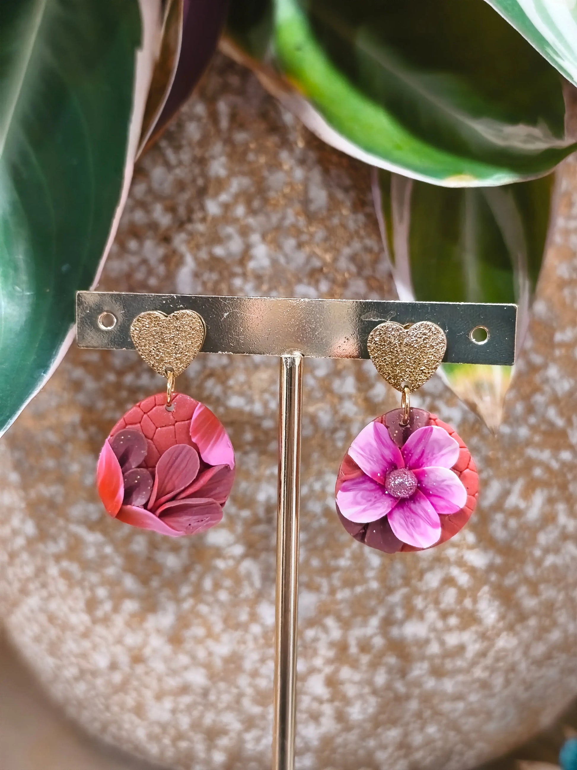 25 A- Boucles d'oreilles jardin fleuri Pistil Art bijoux fleuris