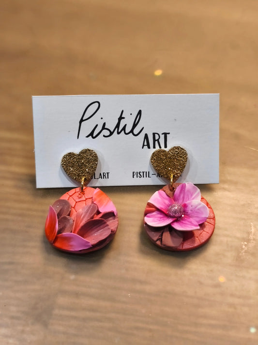 25 A- Boucles d'oreilles jardin fleuri Pistil Art bijoux fleuris