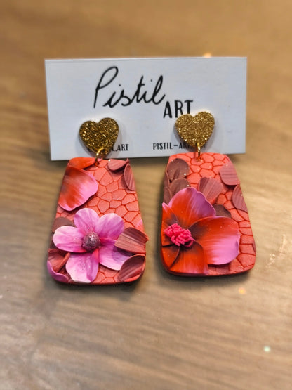 23 A- Boucles d'oreilles jardin fleuri Pistil Art bijoux fleuris