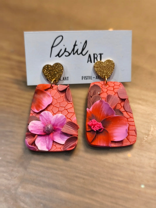 23 A- Boucles d'oreilles jardin fleuri Pistil Art bijoux fleuris