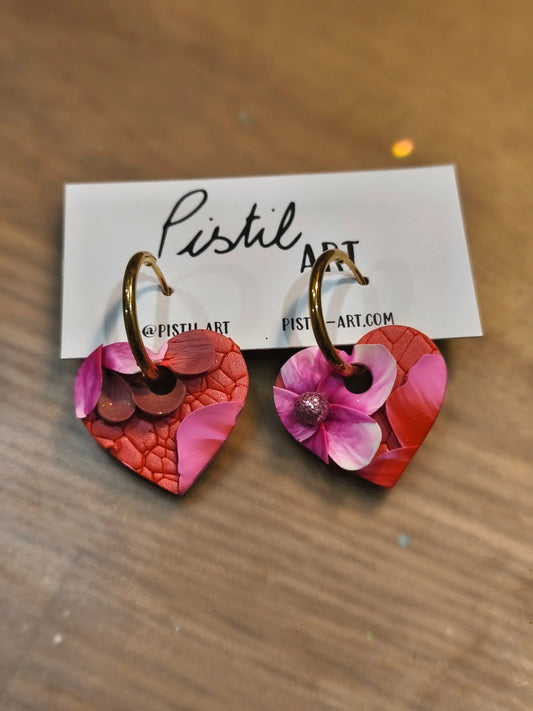 24 A- Boucles d'oreilles jardin fleuri Pistil Art bijoux fleuris