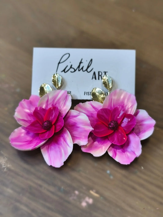 28 A- Boucles d'oreilles fleur Pistil Art bijoux fleuris