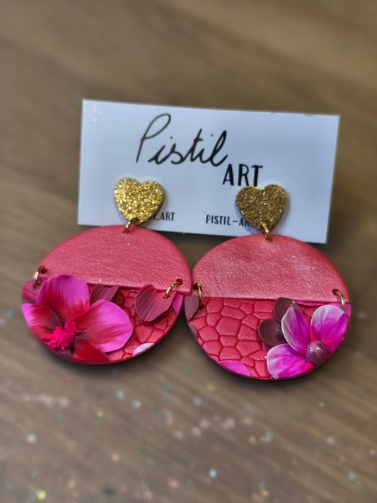 31 A- Boucles d'oreilles jardin fleuri Pistil Art bijoux fleuris