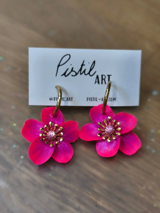 32 A- Boucles d'oreilles fleur Pistil Art bijoux fleuris