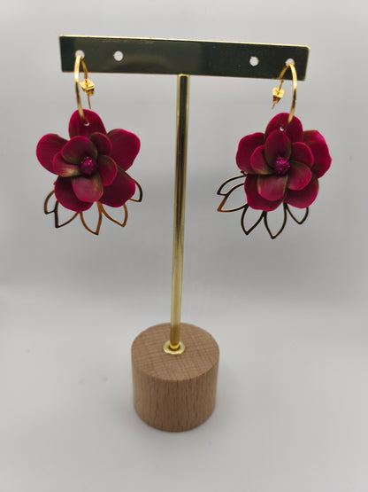 110- boucles d'oreilles fleur pendante