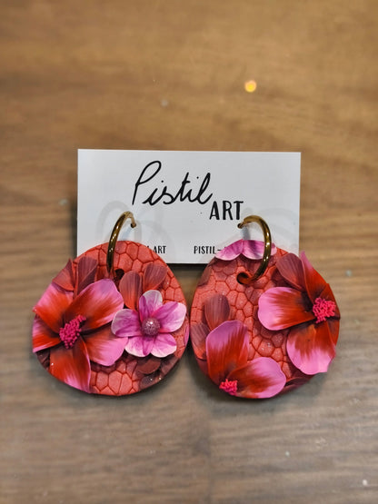 22 A- Boucles d'oreilles jardin fleuri Pistil Art bijoux fleuris