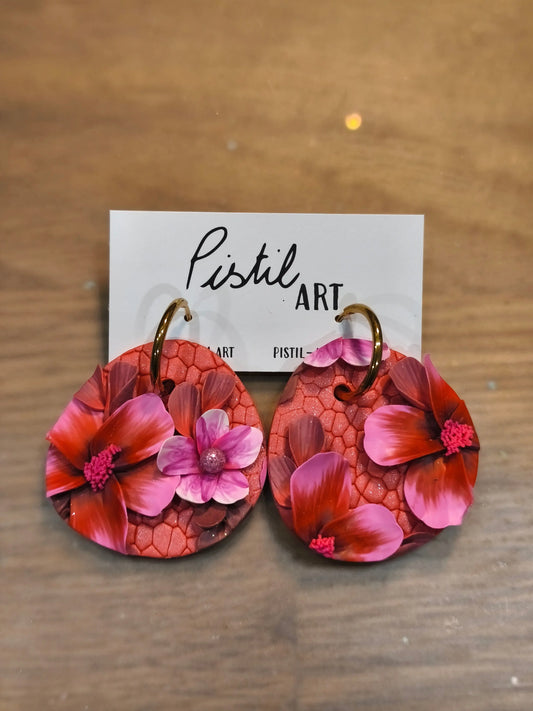22 A- Boucles d'oreilles jardin fleuri Pistil Art bijoux fleuris