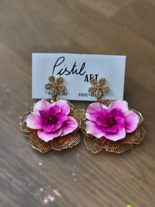 29 A- Boucles d'oreilles Coralie Pistil Art bijoux fleuris