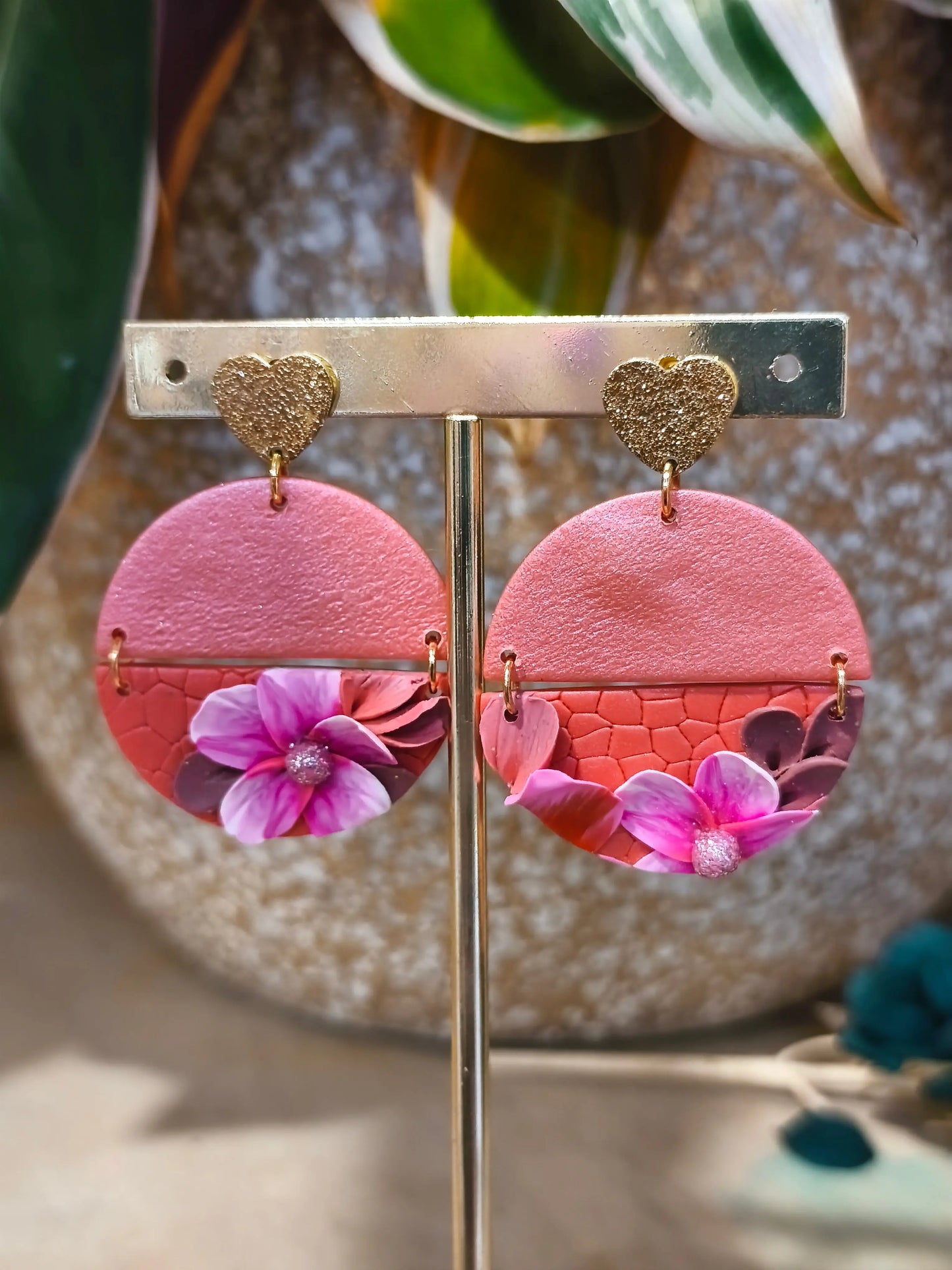 31 A- Boucles d'oreilles jardin fleuri Pistil Art bijoux fleuris