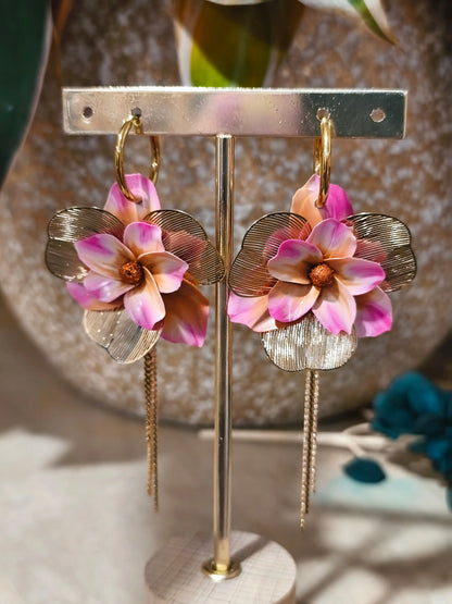 3 A- Boucles d'oreilles Cerise Pistil Art bijoux fleuris