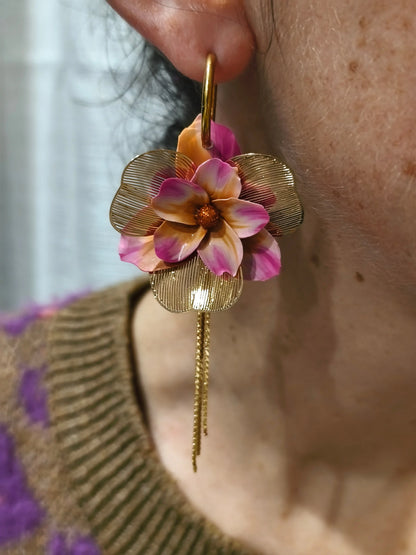3 A- Boucles d'oreilles Cerise Pistil Art bijoux fleuris