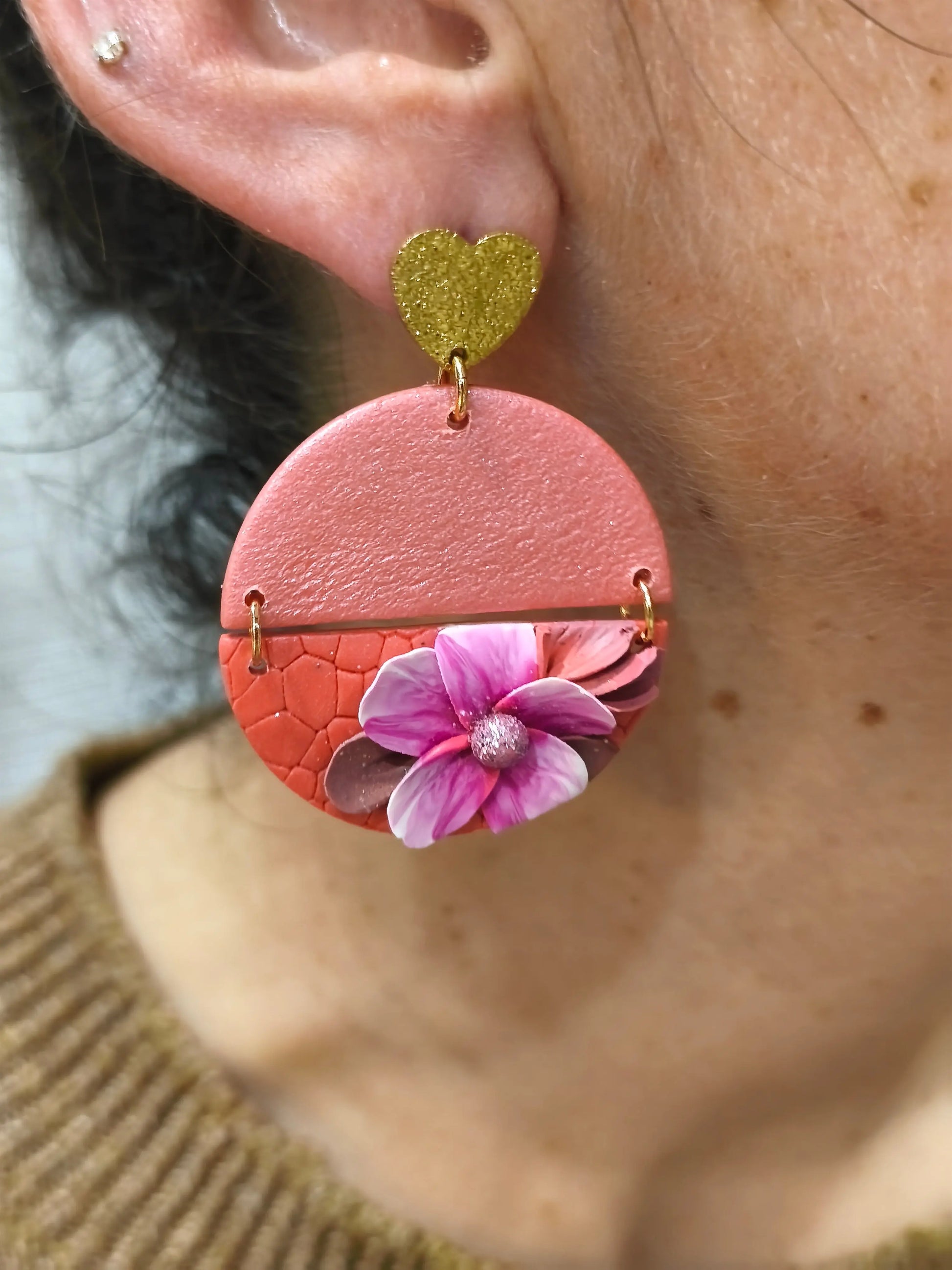31 A- Boucles d'oreilles jardin fleuri Pistil Art bijoux fleuris