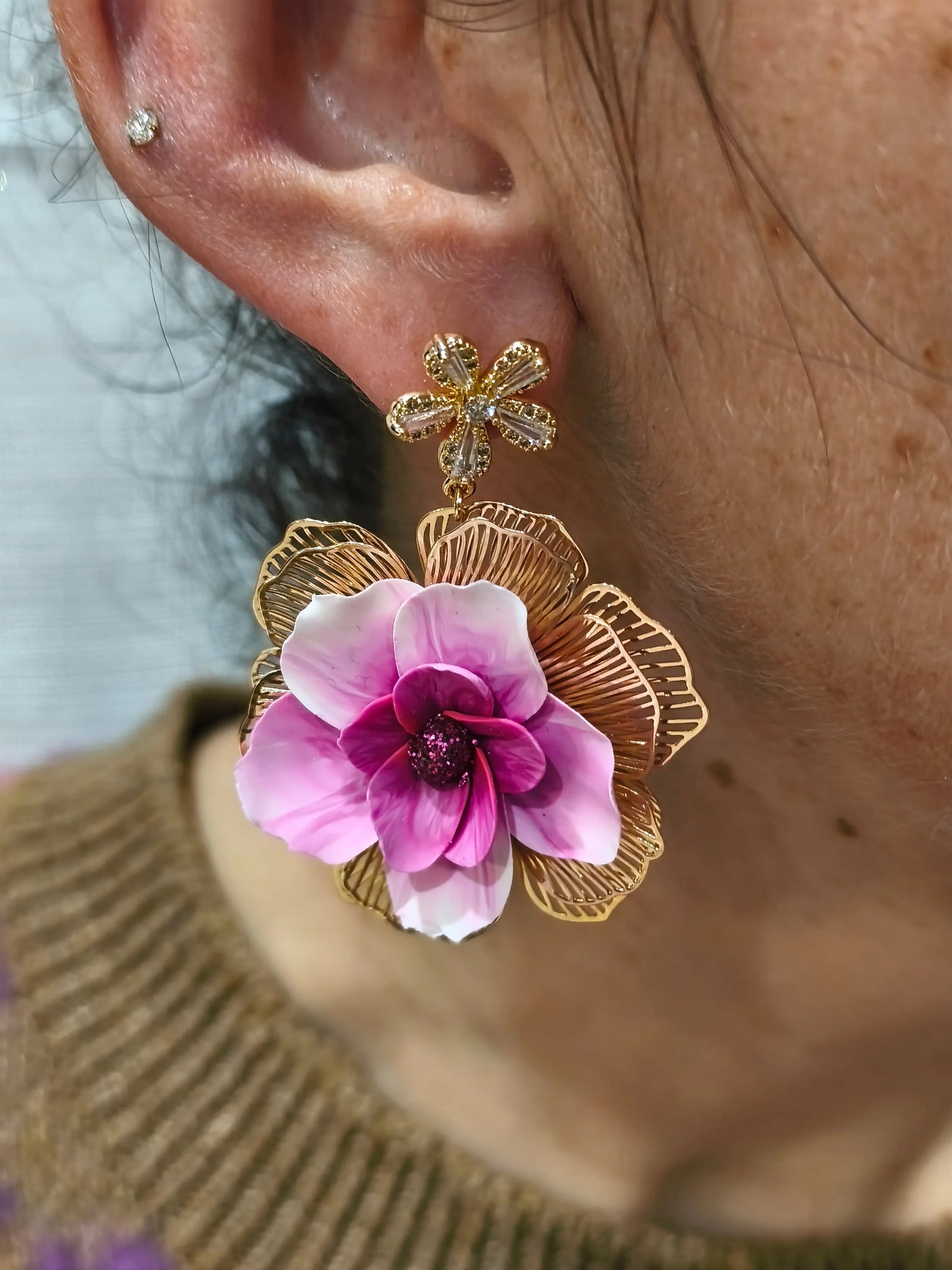 29 A- Boucles d'oreilles Coralie Pistil Art bijoux fleuris