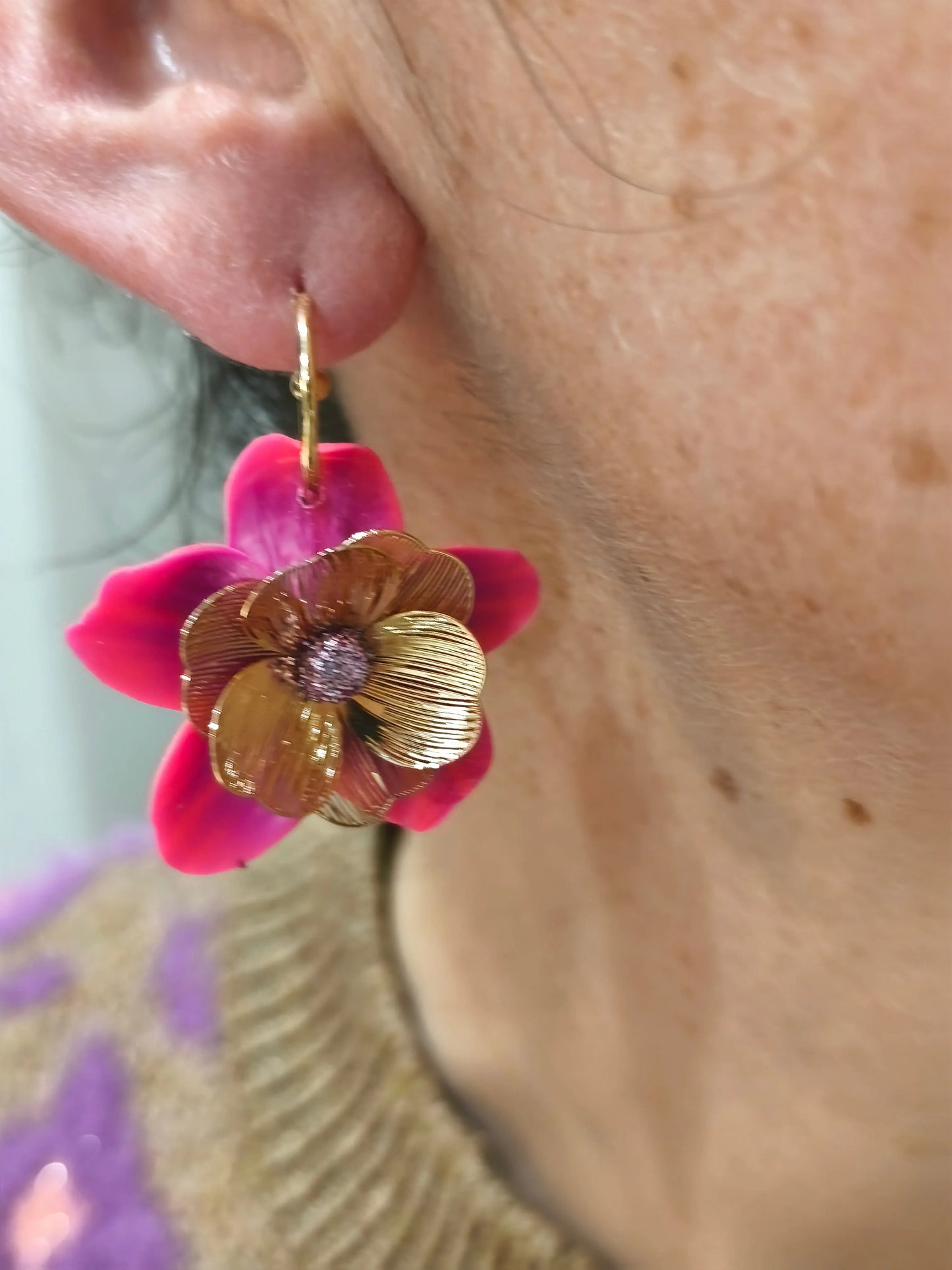 34 A- créole fleur Pistil Art bijoux fleuris