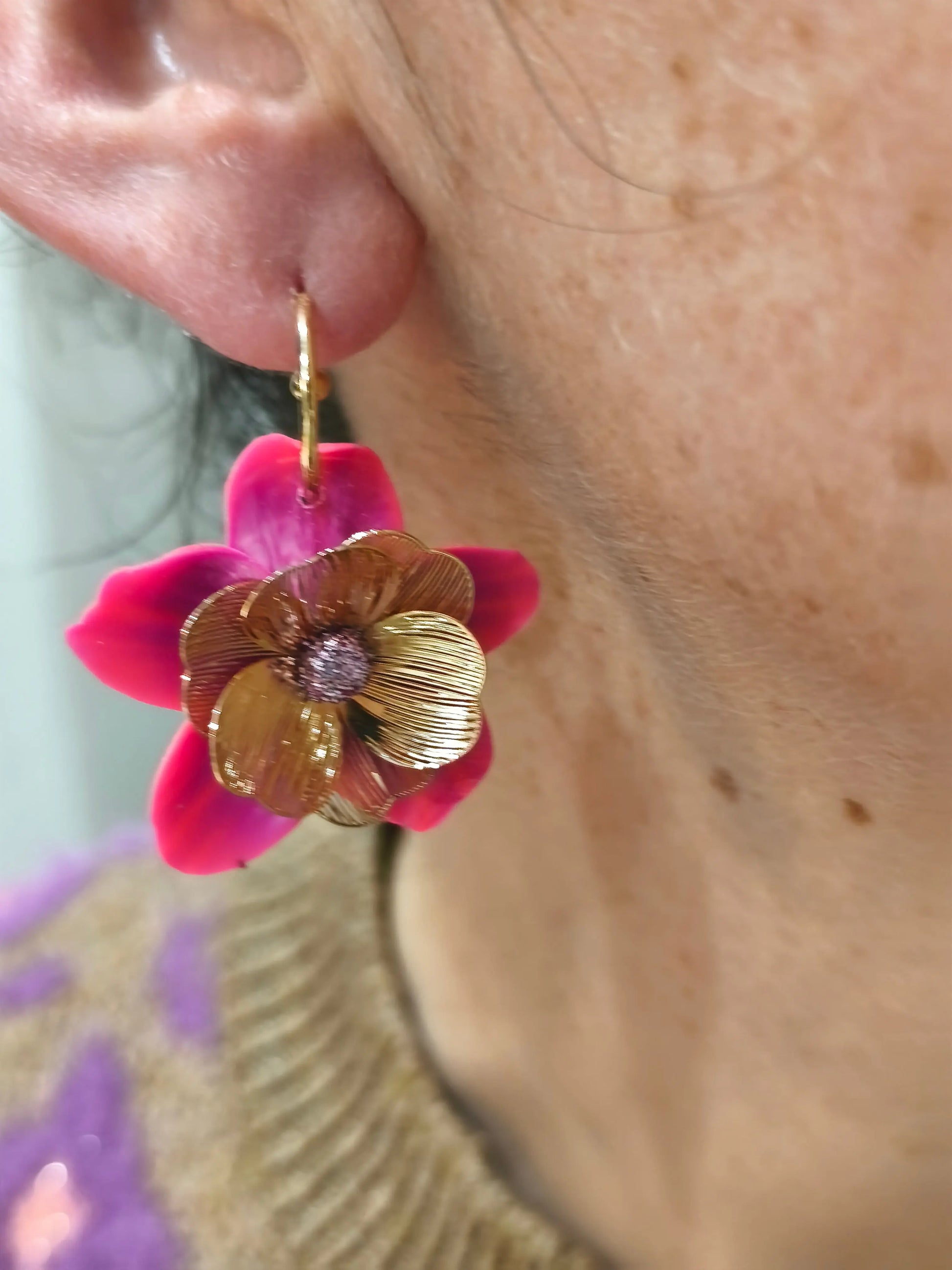 34 A- créole fleur Pistil Art bijoux fleuris