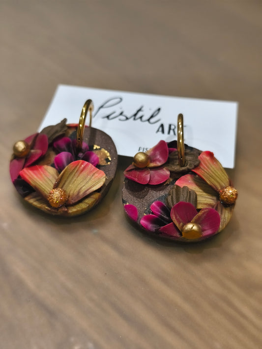 103- Boucles d'oreilles créole jardin fleuri