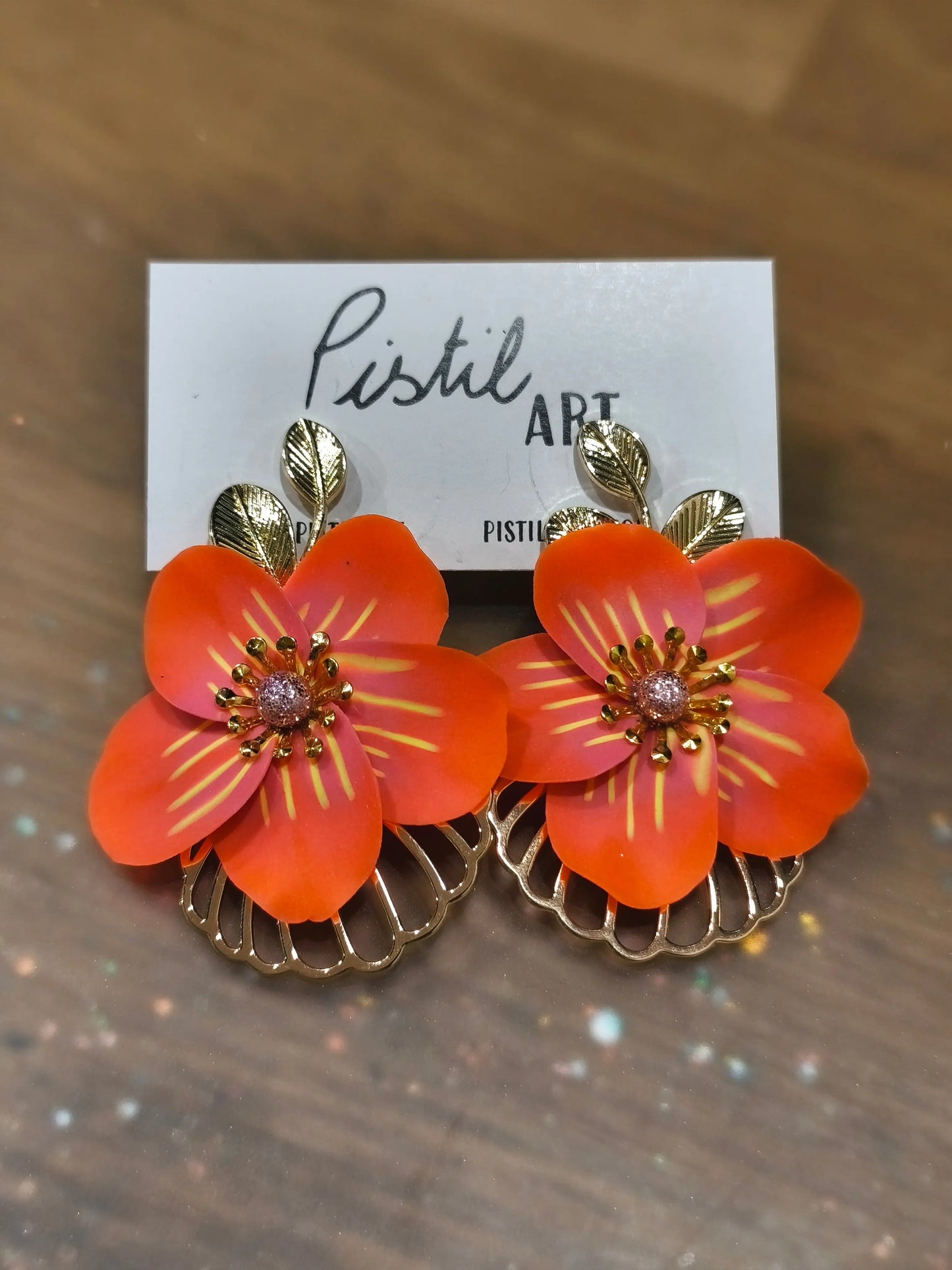 37 A- Boucles d'oreilles fleurie Pistil Art bijoux fleuris