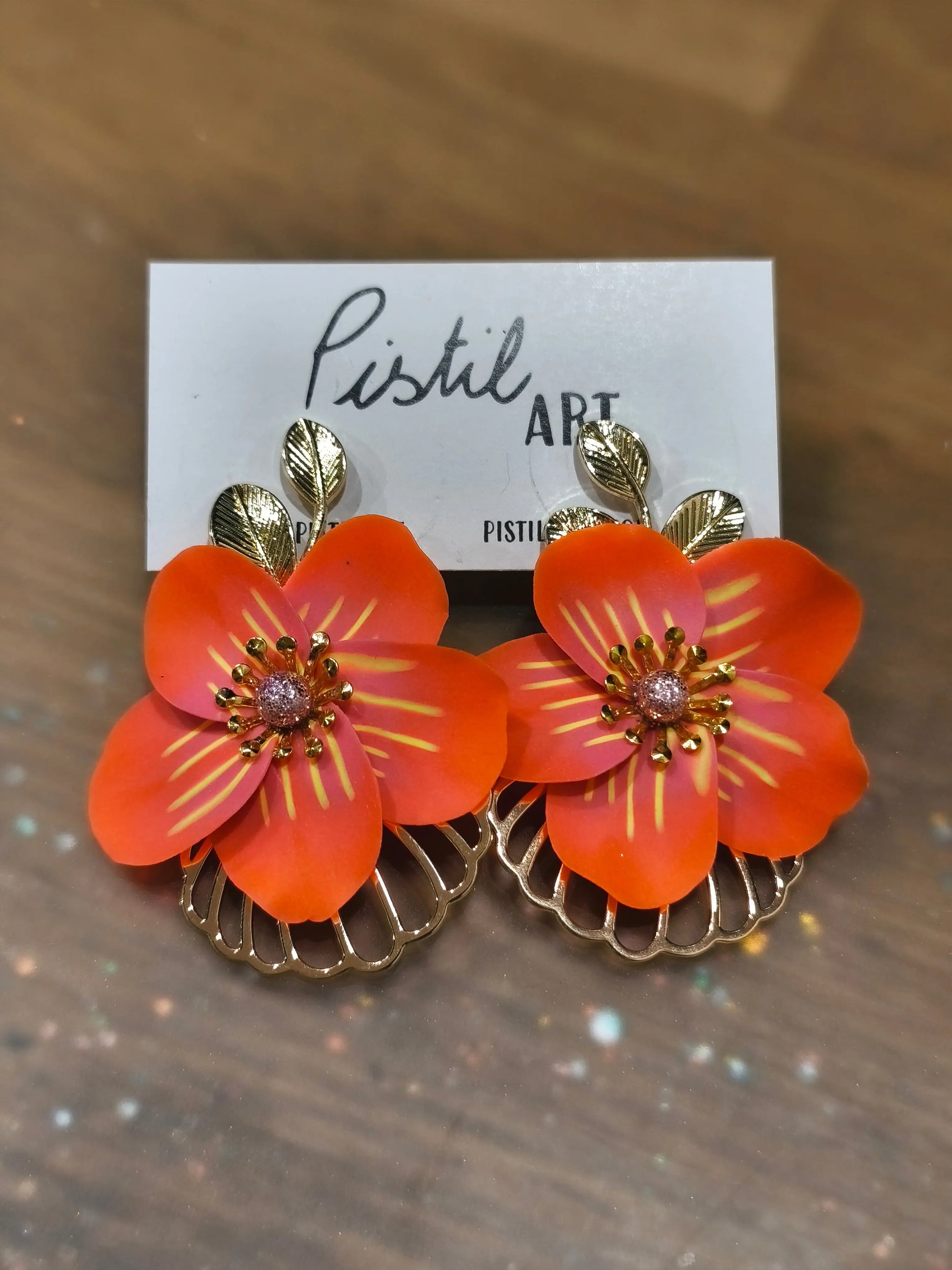 37 A- Boucles d'oreilles fleurie Pistil Art bijoux fleuris